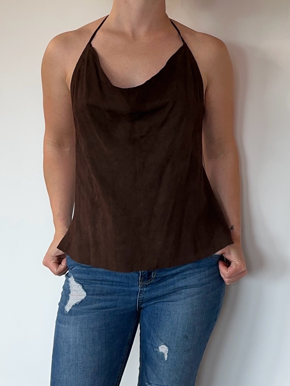 Body by Victoria Leather Halter Neck Top